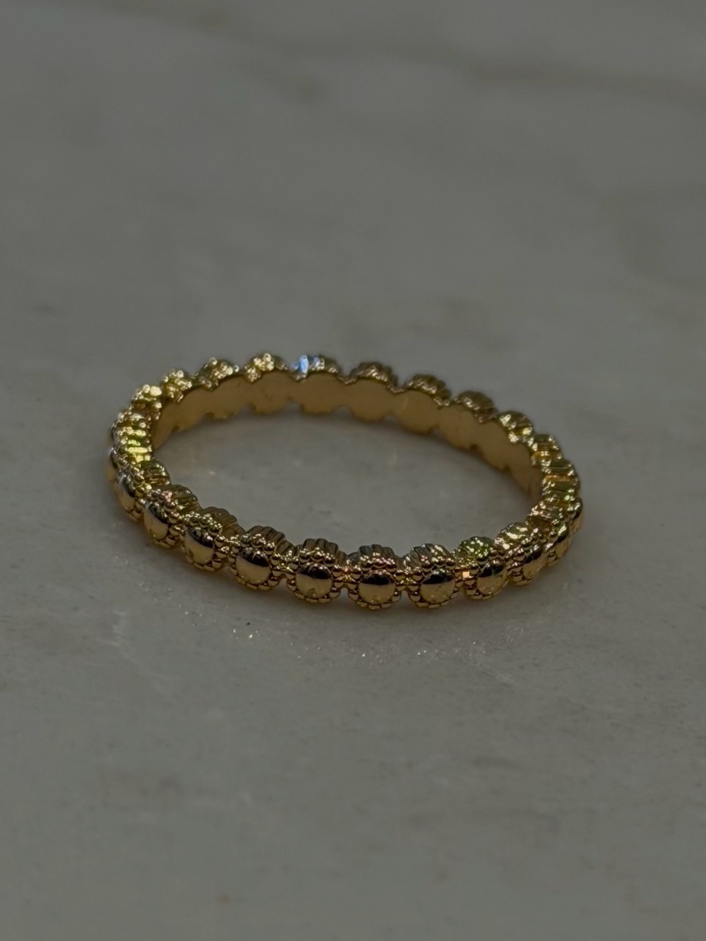 Dainty Gold Beaded Stacking Ring | Size 7.5 | Minimalist Everyday Band
